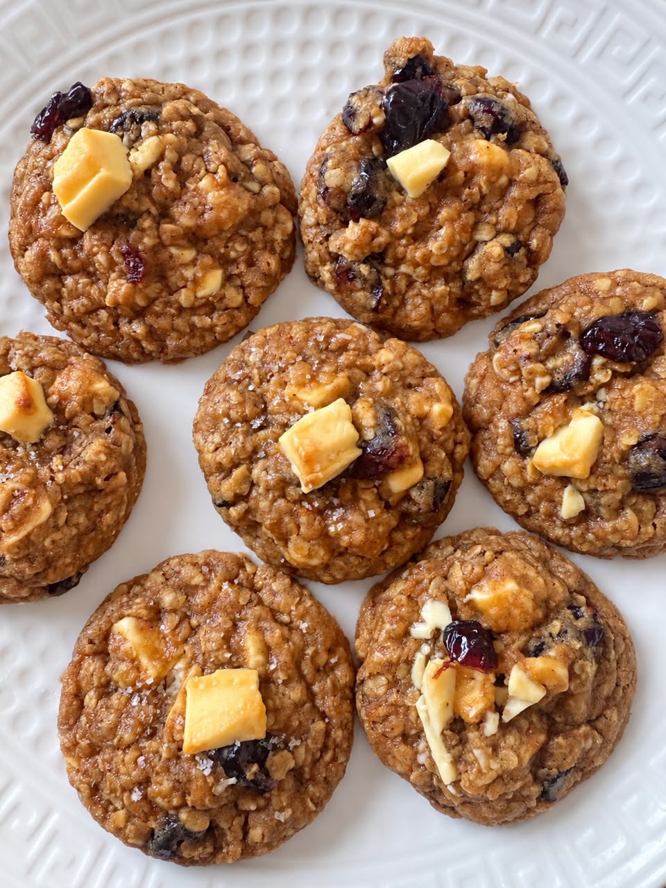 White chocolate cranberry oat cookies